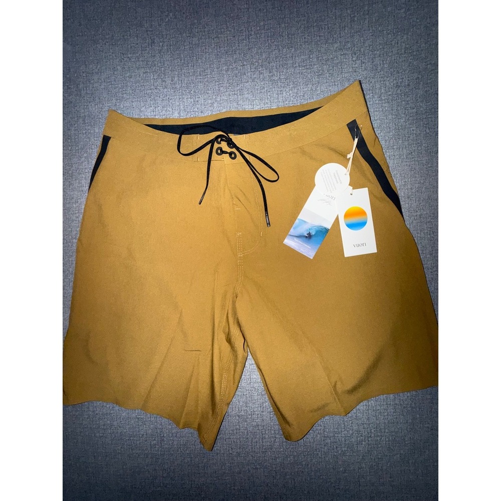 NWT Vuori 30 Knox Boardshort Bronze Brown 4-Way Stretch Performance Swim Trunks